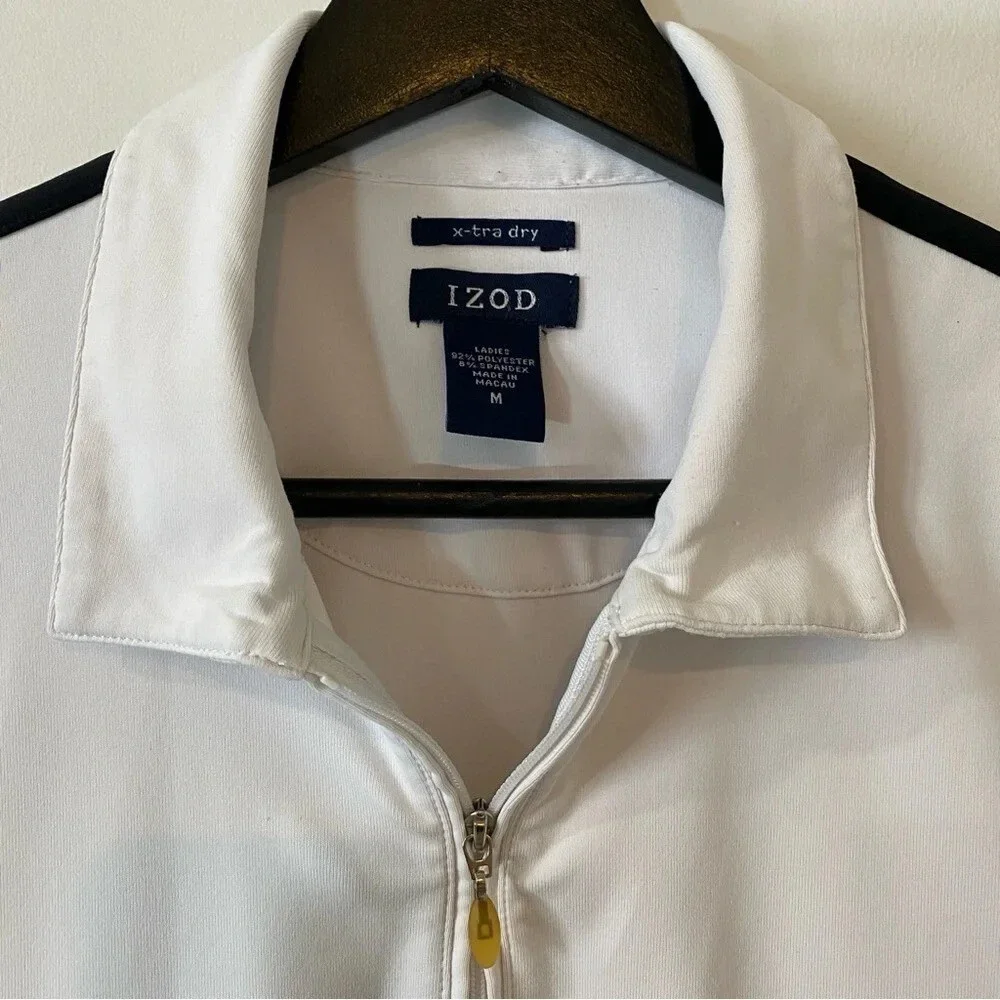 IZOD x-tra dry 1/4 Zip White and Black Polo Shirt Size M - Picture 7 of 16